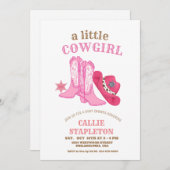 女性のカーボーイベビーシャワーワイルドウェストパーティーベビーシャワー 招待状 (正面/裏面)