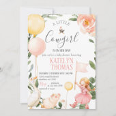 女性のカーボーイベビーシャワー招待状と緑 招待状 (正面)