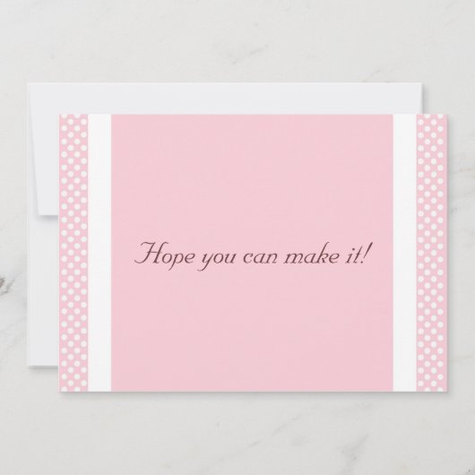 女性のカーボーイベビーシャワー招待状（ピンク/白の点） 招待状 (裏面)