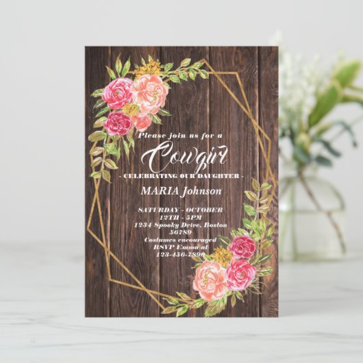 女性のカーボーイベビーシャワー招待状 招待状 (スタンド正面)