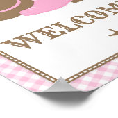 女性のカーボーイベビーシャワー歓迎サイン ポスター (角)