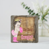 女性のカーボーイベビーシャワー 招待状 (スタンド正面)