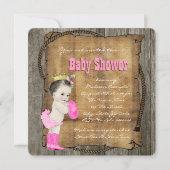 女性のカーボーイベビーシャワー 招待状 (裏面)