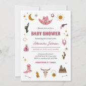 女性のカーボーイベビーシャワー 招待状 (正面)