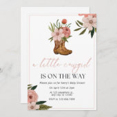 女性のカーボーイベビーシャワー 招待状 (正面/裏面)