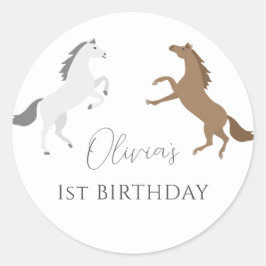 女性のカーボーイホースエクエストランガールズ誕生日 ラウンドシール