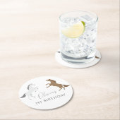 女性のカーボーイホースエクエストリアン1歳の誕生日 ラウンドペーパーコースター (インサイチュ)