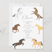 女性のカーボーイホースエクエストリアン1歳の誕生日 招待状 (正面)