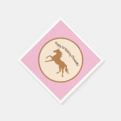 女性のカーボーイホースキッドの誕生日パーティー スタンダードカクテルナプキン (角)