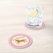 女性のカーボーイホースキッドの誕生日パーティー ラウンドペーパーコースター (インサイチュ)