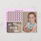 女性のカーボーイホースシュー誕生日フォト招待状 出欠カード (正面/裏面)