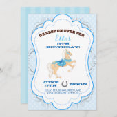 女性のカーボーイホースバースデーパーティ招待状 招待状 (正面/裏面)