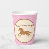 女性のカーボーイホースポニーかわいい1st誕生日パーティーキッズ 紙コップ (裏面)