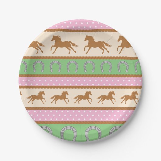 女性のカーボーイホースポニーキュート1st誕生日パーティーテーマ ペーパープレート (正面)