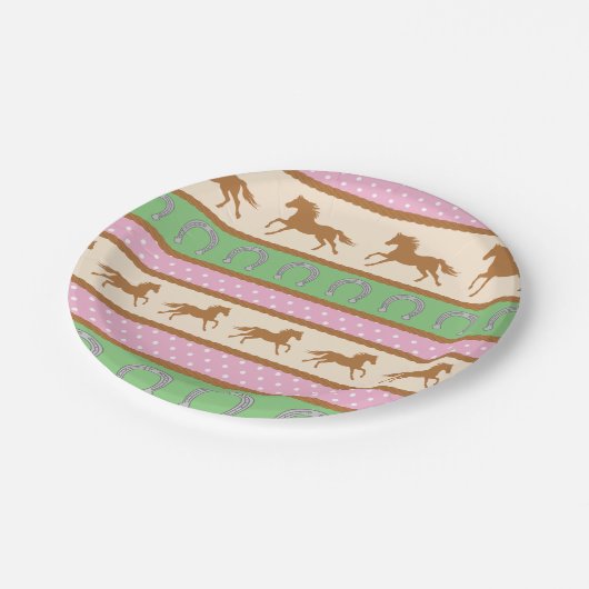 女性のカーボーイホースポニーキュート1st誕生日パーティーテーマ ペーパープレート (アングル)