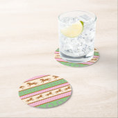 女性のカーボーイホースポニーキュート1st誕生日パーティーテーマ ラウンドペーパーコースター (インサイチュ)