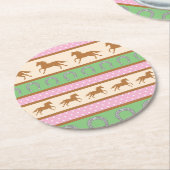 女性のカーボーイホースポニーキュート1st誕生日パーティーテーマ ラウンドペーパーコースター (アングル)