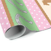 女性のカーボーイホースポニーキュート1st誕生日パーティーテーマ ラッピングペーパー (ロールコーナー)