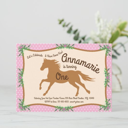 女性のカーボーイホースポニー誕生日招待状 招待状 (スタンド正面)