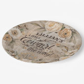 女性のカーボーイボホフローラウエスタンスクリプト ペーパープレート (アングル)