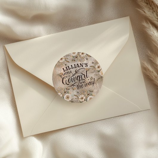 女性のカーボーイボホフローラウエスタンスクリプト ラウンドシール