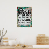 女性のカーボーイポスターになるおもしろい- Vintage Ad ポスター (キッチン)