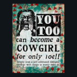 女性のカーボーイポスターになるおもしろい- Vintage Ad ポスター<br><div class="desc">おもしろい女性のカーボーイ想像のヴィンテージ新聞広告</div>