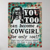 女性のカーボーイポスターになるおもしろい- Vintage Ad ポスター (正面)