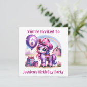 女性のカーボーイポニー6歳誕生日 招待状 (スタンド正面)