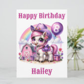 女性のカーボーイポニー8歳の誕生日カード (スタンド正面)