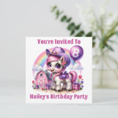 女性のカーボーイポニー8歳誕生日 招待状 (スタンド正面)