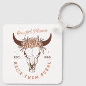 女性のカーボーイママ田舎のママは田舎まで育ててくれるって キーホルダー (裏面)