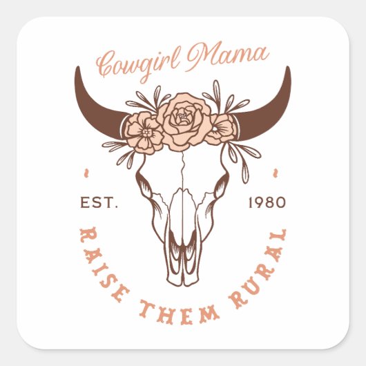 女性のカーボーイママ田舎のママは田舎まで育ててくれるって スクエアシール (正面)
