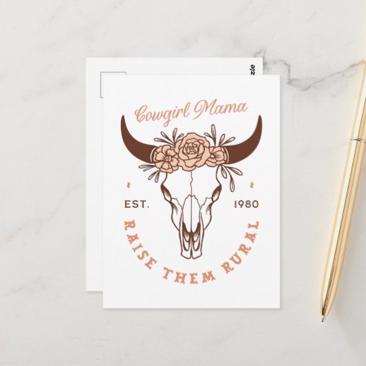女性のカーボーイママ田舎ママホームステッド母の日 ポストカード (正面/裏面インサイチュ)