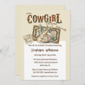 女性のカーボーイマーキーヴィンテージ西カウボーイハサボテン 招待状 (正面/裏面)