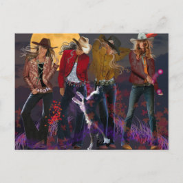 女性のカーボーイモダンはがき ポストカード