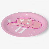 女性のカーボーイモダンウエスタンハットピンクガール11誕生日 ペーパープレート (アングル)