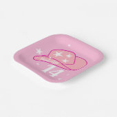 女性のカーボーイモダンウエスタンハットピンクガール14th誕生日 ペーパープレート (傾斜あり)