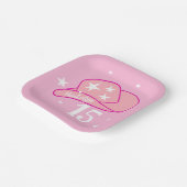 女性のカーボーイモダンウエスタンハットピンクガール15th誕生日 ペーパープレート (傾斜あり)