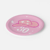 女性のカーボーイモダンウエスタンハットピンク30誕生日 ペーパープレート (アングル)