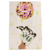 女性のカーボーイモダンカウボーイディスコボールベージュ ミディアムペーパーバッグ (裏面)