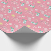 女性のカーボーイモダンタウロス〔占星術の〕十二宮図パターンボホピンク ラッピングペーパー (角)
