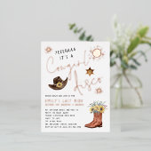 女性のカーボーイモダンディスコバチェロレッテ実在 箔招待状ポストカード (立ち正面)