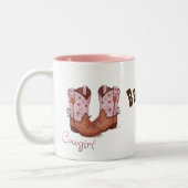 女性のカーボーイモダンブーツ | キュートウェスタンスタイル ツートーンマグカップ (左)