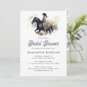 女性のカーボーイモダンホースエクエストリアンブライダルシャワー 招待状 (スタンド正面)