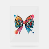 女性のカーボーイライディングホースコケットボウ アクリルサイン (正面)