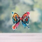 女性のカーボーイライディングホースコケットボウ アクリルサイン (ニュートラル)