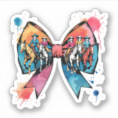 女性のカーボーイライディングホースコケットボウ シール (正面)