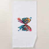 女性のカーボーイライディングホースコケットボウ ビーチタオル (正面)