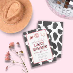 女性のカーボーイラストロデオディスコバチェロレッテ 招待状